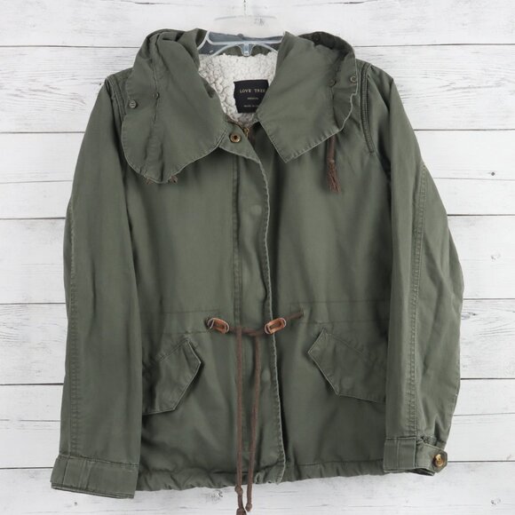 Love Tree Jackets & Blazers - Love Tree Women's Hooded Utility Olive Green Jacket Size Medium
